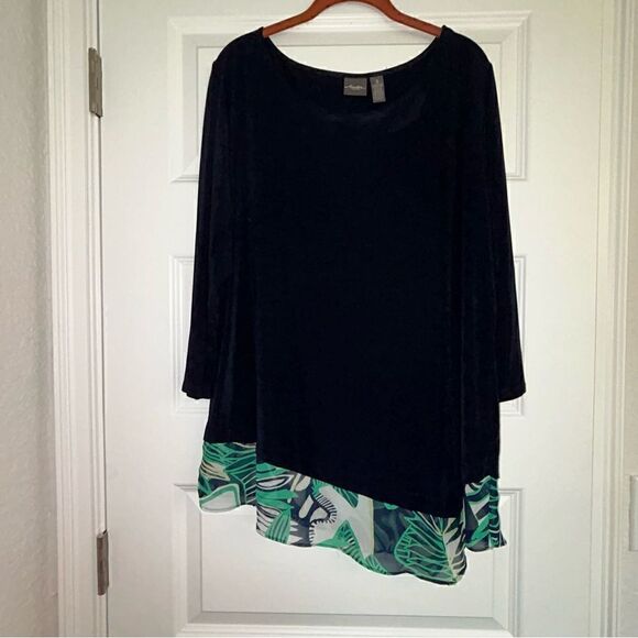 Chico’s Travelers Long Sleeve Peekaboo Sheer Tunic Top Chicos - Picture 1 of 5